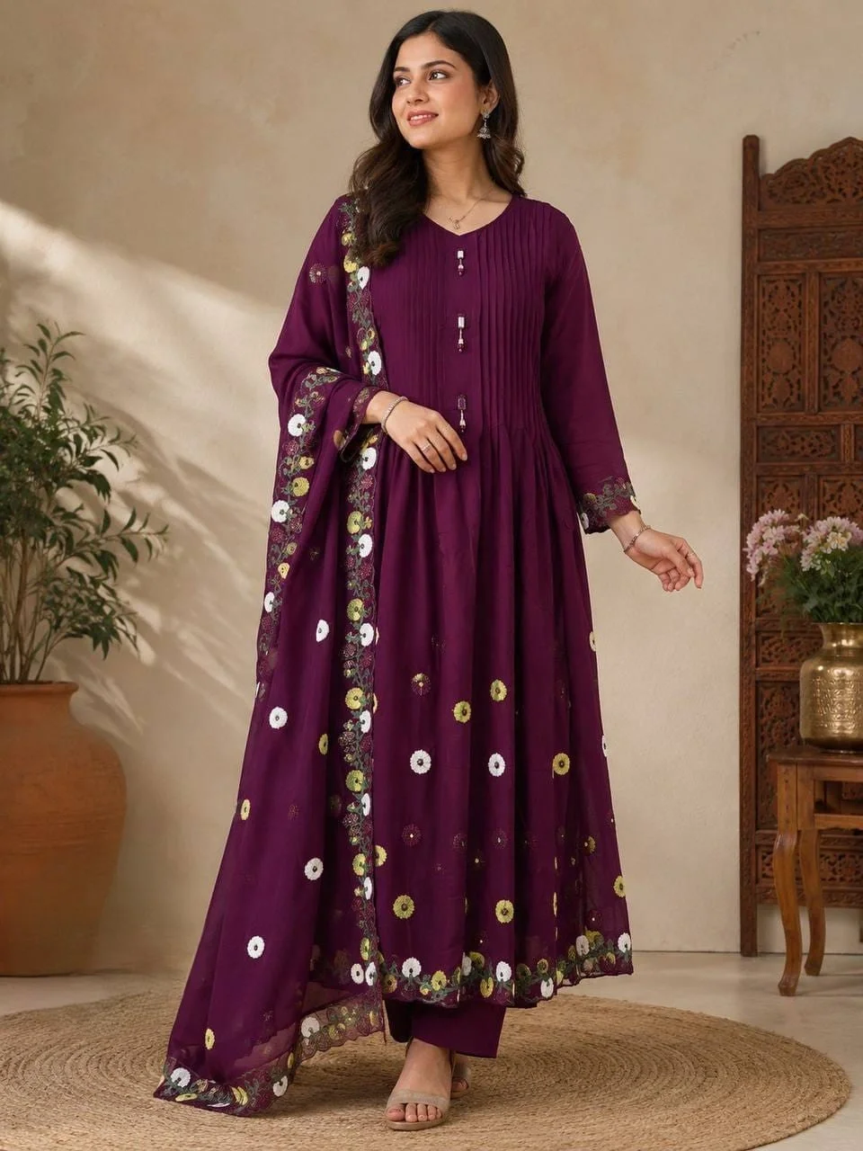 Roman Silk Anarkali Kurti